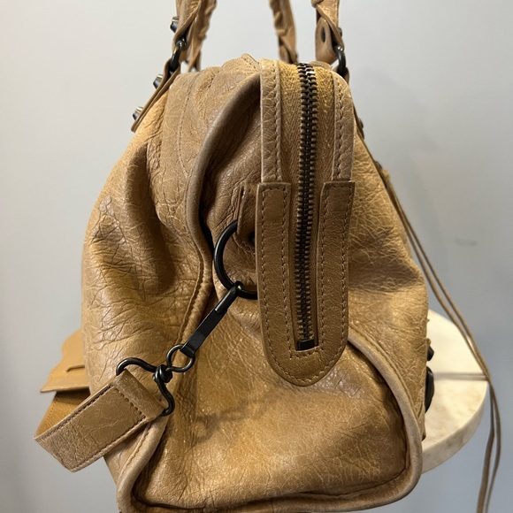 Balenciaga Motocross Giant 12 Part Time Bag Top Handle Light-Brown Beige Leather - Picture 6 of 13